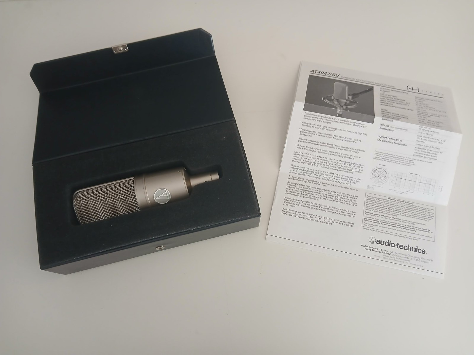 Audio-Technica AT4047/SV Cardioid Studio Condenser Microphone - NO shockmount