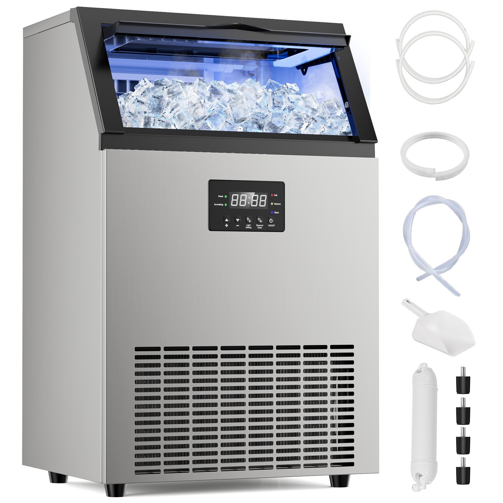 Commercial Ice Maker 150LB/24H | 40LB Bin | Self-Cleaning | 45 Cubes| Home & Bar