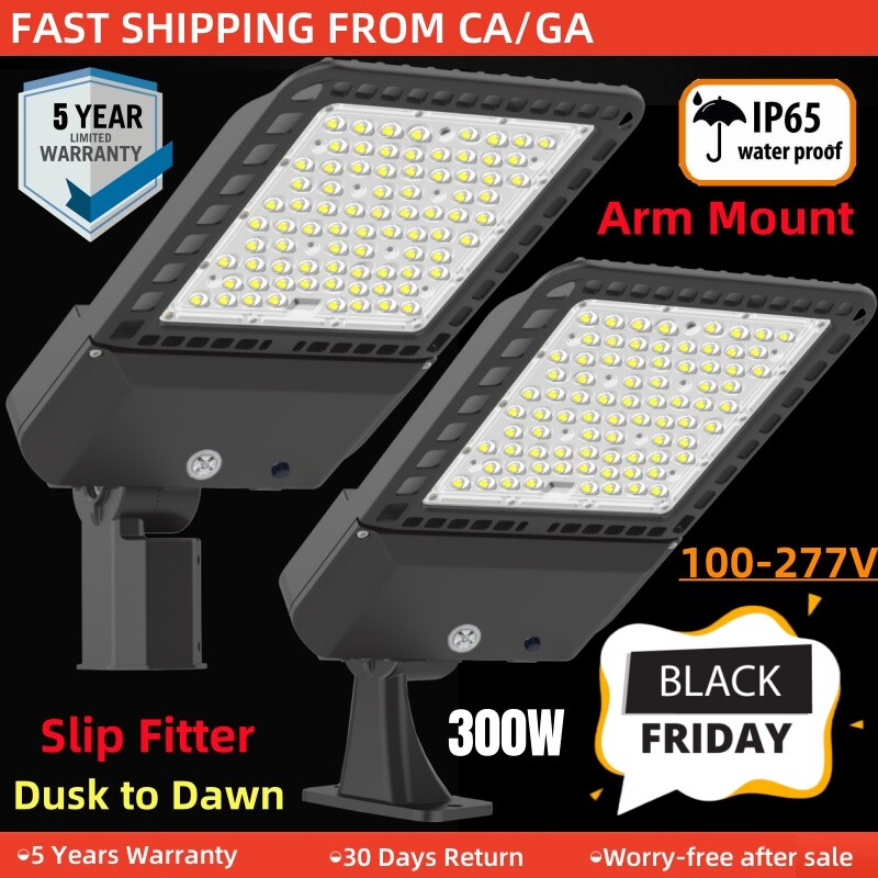 300W LED Street Lighting with Dusk to Dawn Photocell, [1000W HPS Equiv.],US Ship