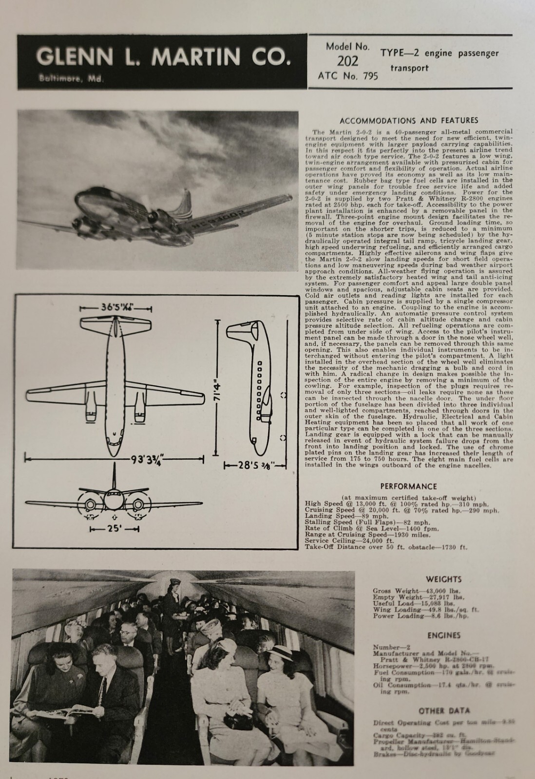 Martin 202 Picture Magazine Ad Vintage Article Aviation Wall Art Display