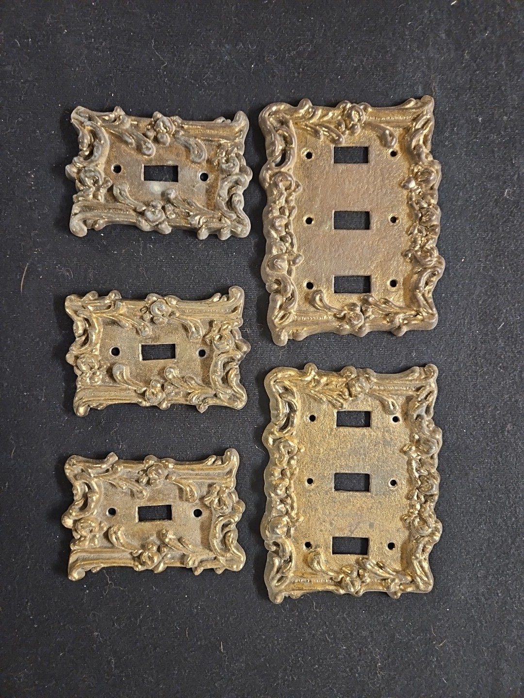 Vintage Decorative Metal Light Switch Cover Gold, Used
