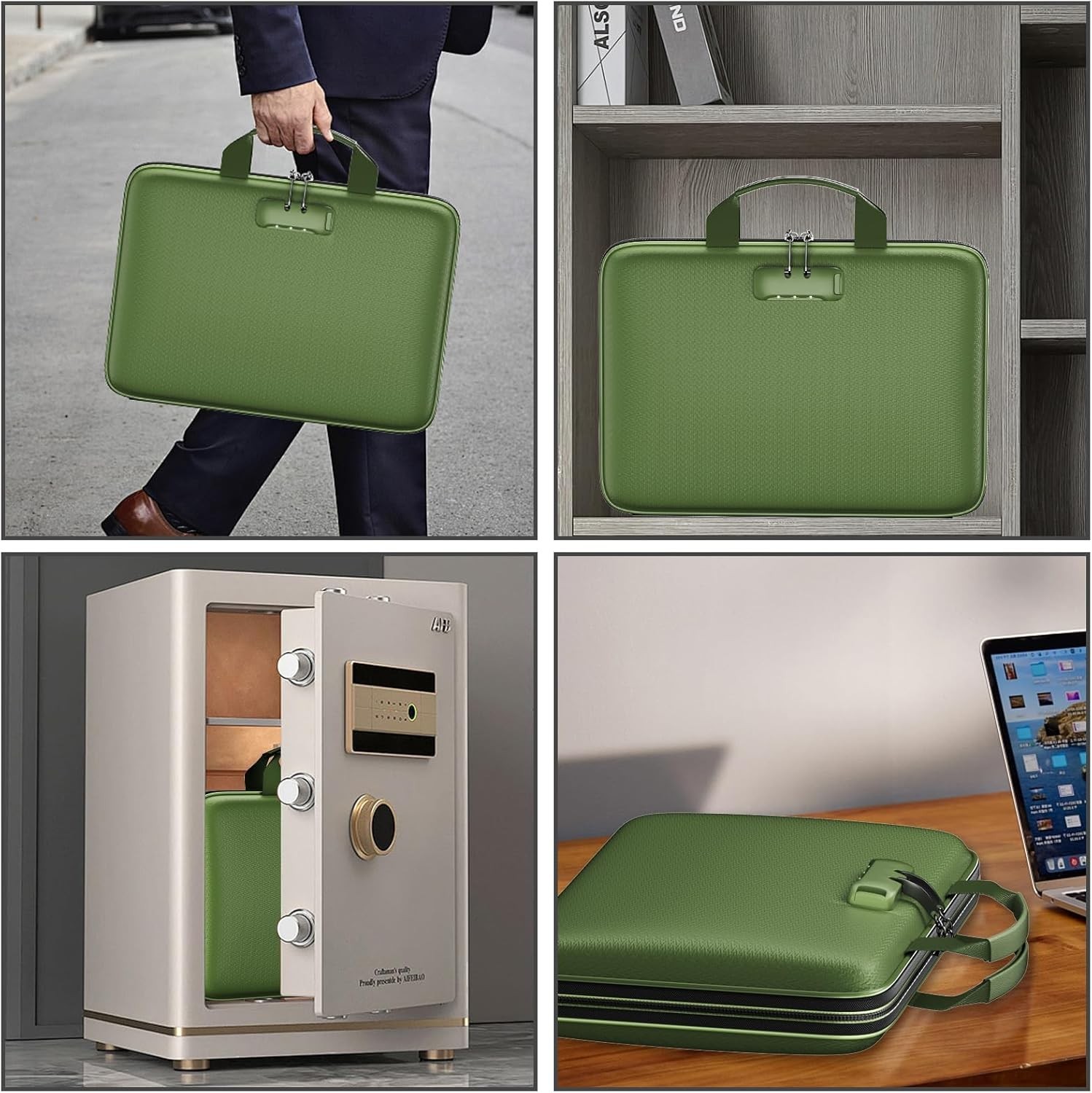 Fireproof File Organizer,Fireproof Document Box with Lock,Large 13 Pocket Green