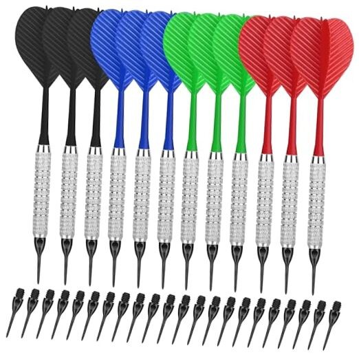 Plastic Tip Darts,12pcs Soft Darts Set with 100 Plastic Tips for Electronic