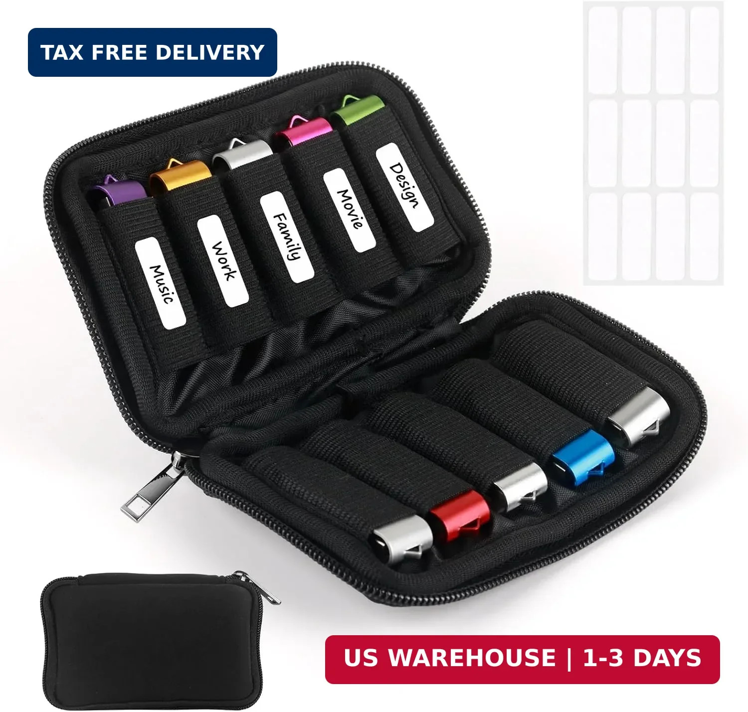 Flash Drive Case USB Storage Case 10 Slots, Portable Thumb Drive USB Holder, Tec
