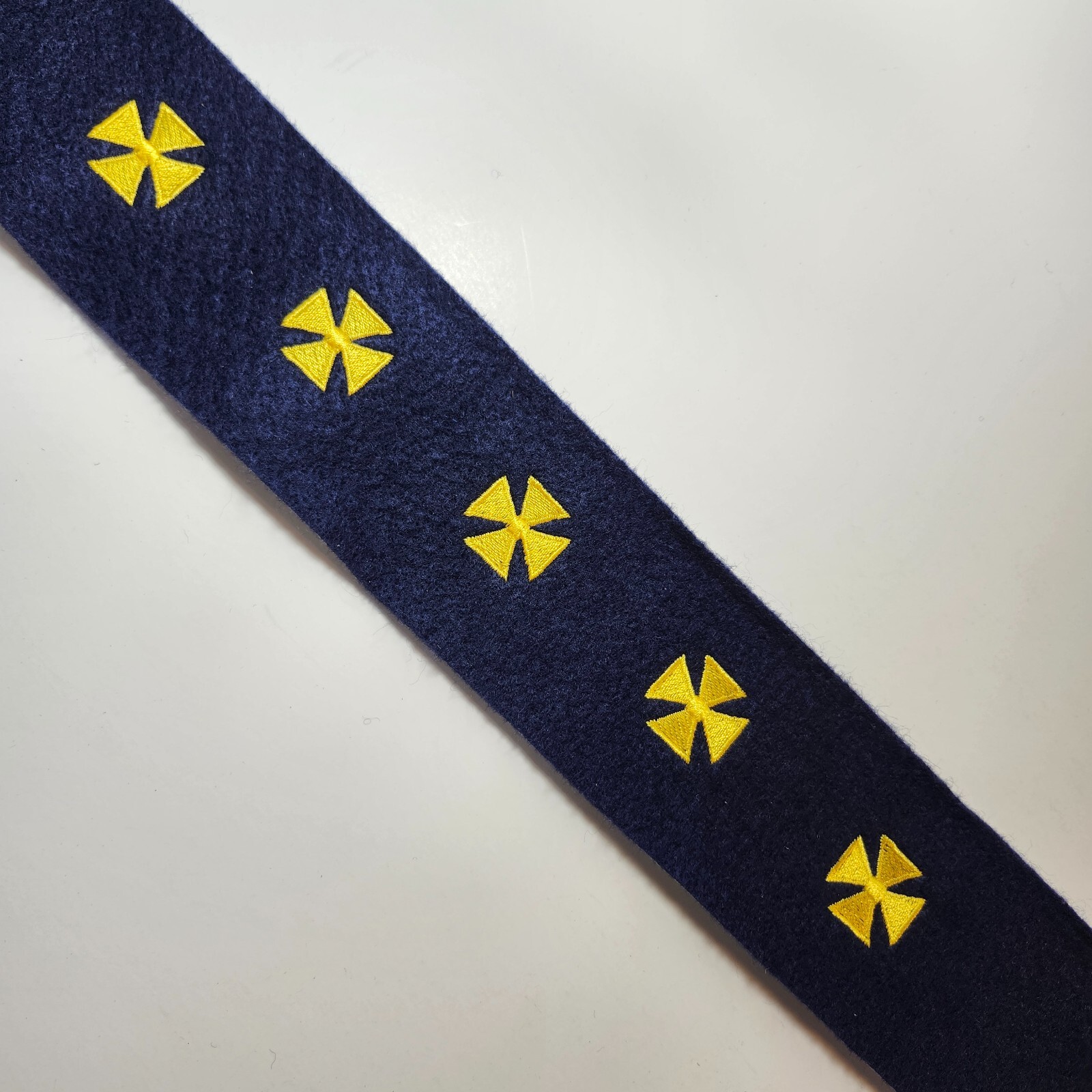 Medium Embroidered Maltese Cross | GOLD on NAVY Felt (Strip of 5)