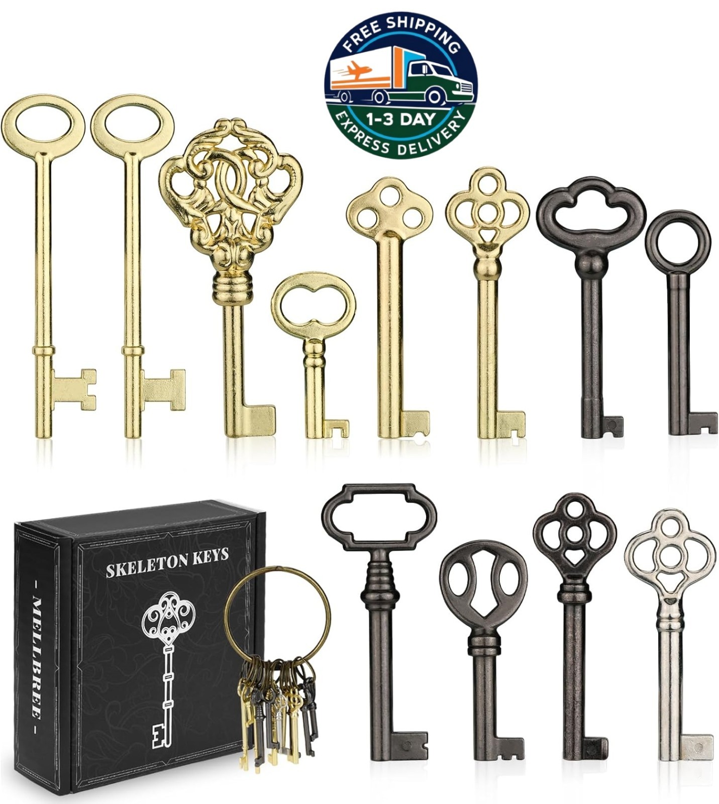 Kit de 12 llaves maestras universales de barril hueco para tocadores antiguos