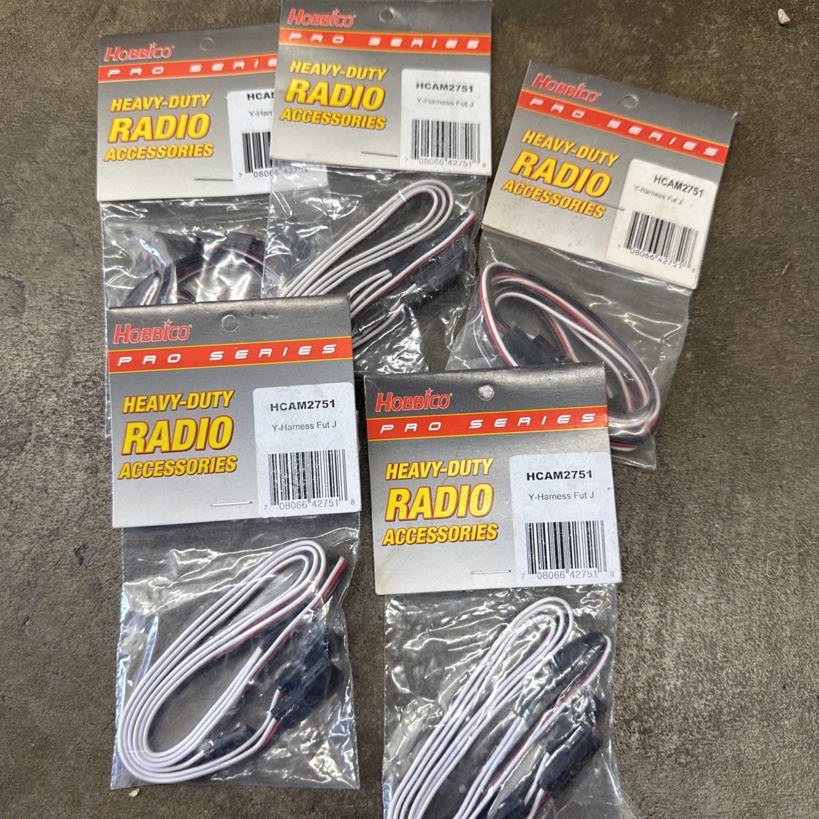 LOT OF 5 Hobbico Pro Series #HCAM2751 Y-Harness Futaba J - NEW in Package