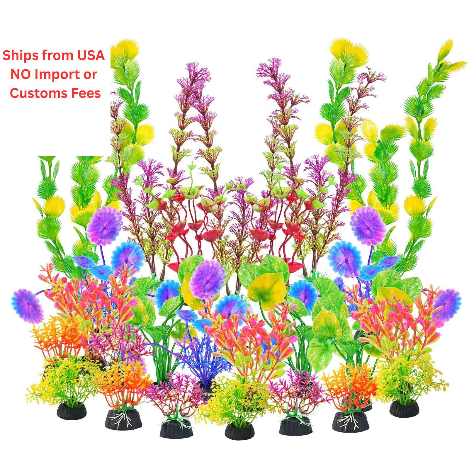 AQUANEAT Artificial Aquarium Plants, Fish Tank 1.25 inches, Multi Color