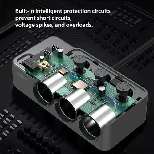 Cigarette Lighter Splitter Adapter, 120W 3 Socket 12V Car Heavy Duty Truck