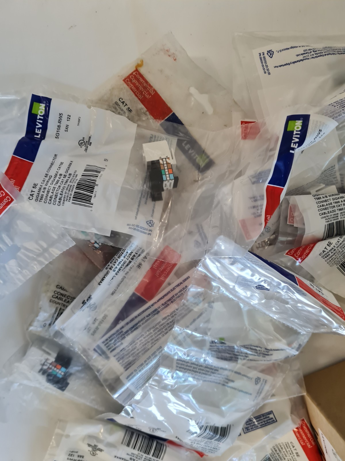 Lot of (38) Total Leviton Cat 5/5E Snap-In Jacks - White