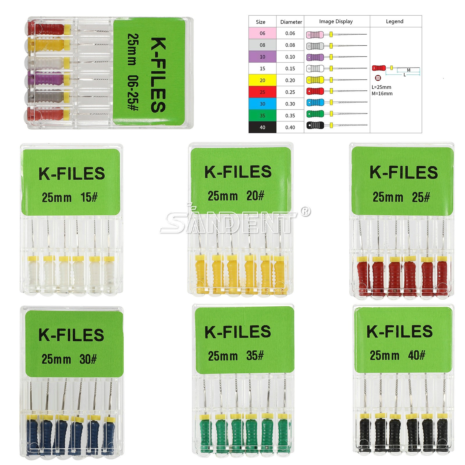 10-100 Packs Dent Endo Root Canal File K Files Stainless Steel Hand Use 25mm