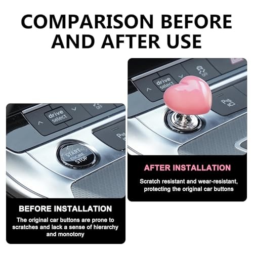 Car Start Button Cover, Heart-Shaped Decorative Engine Start-Stop 1 PC Pink