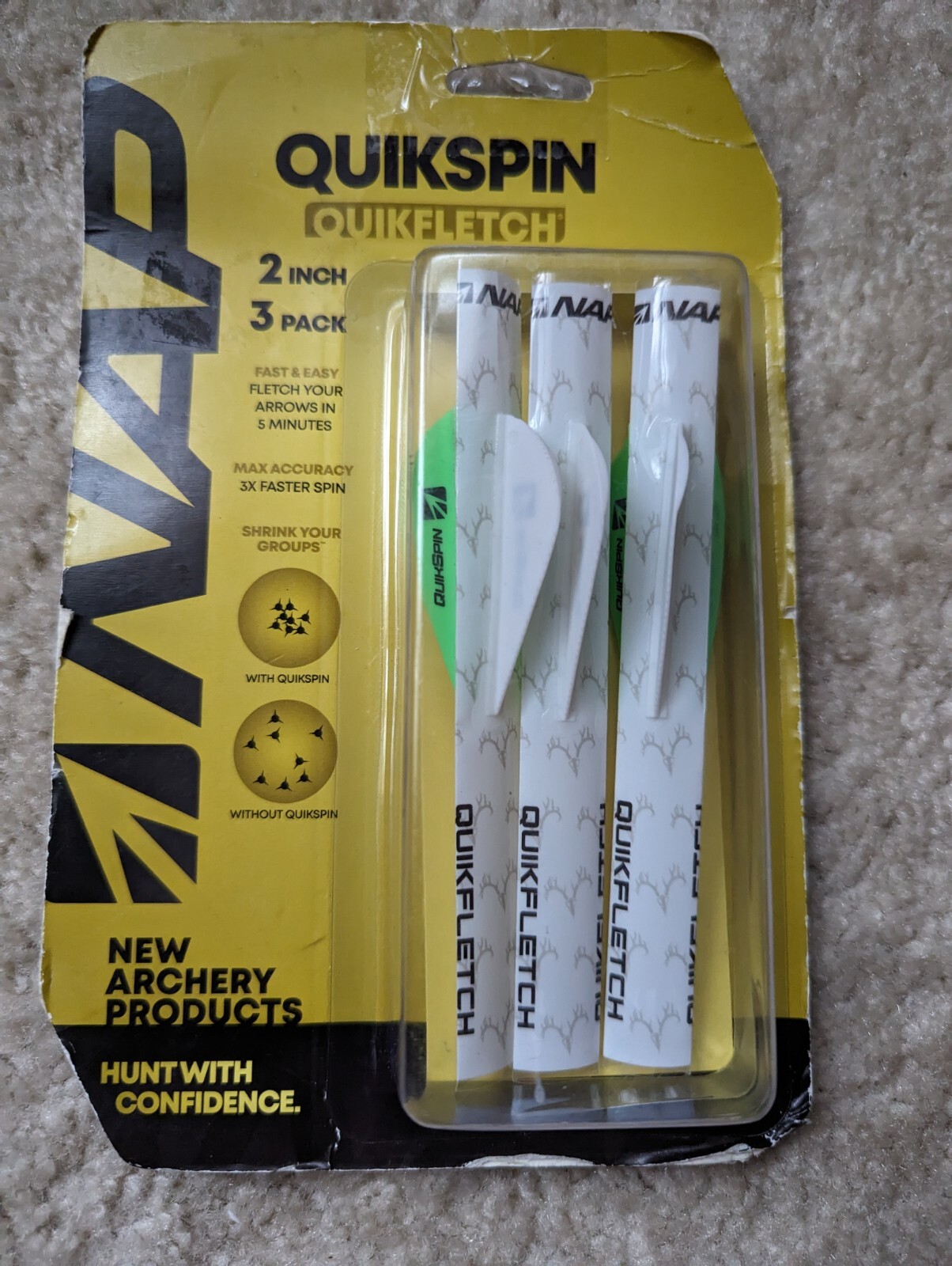 NAP Quikfletch Quickspin Fletch Rap White and Green 2 in NAP-60-635W