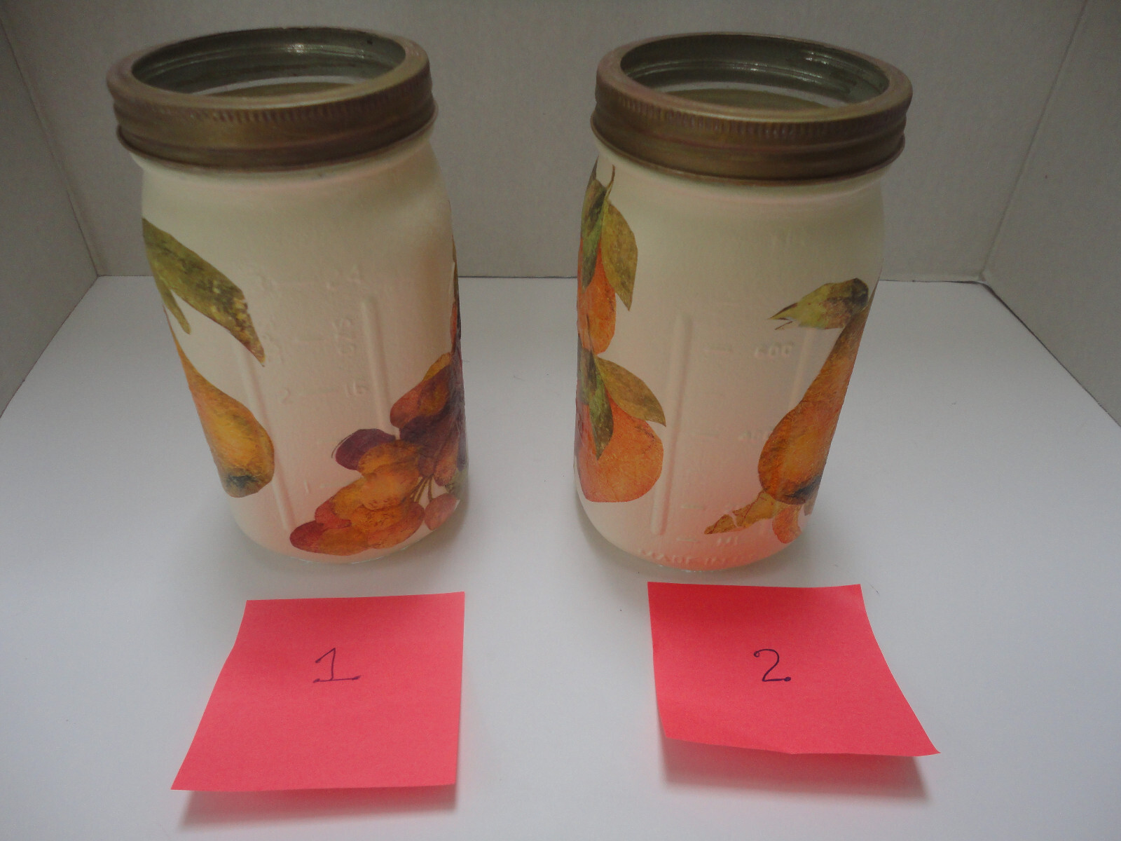 Decoupage Quart Mason Jar--Pears, Grapes( Hand Made)