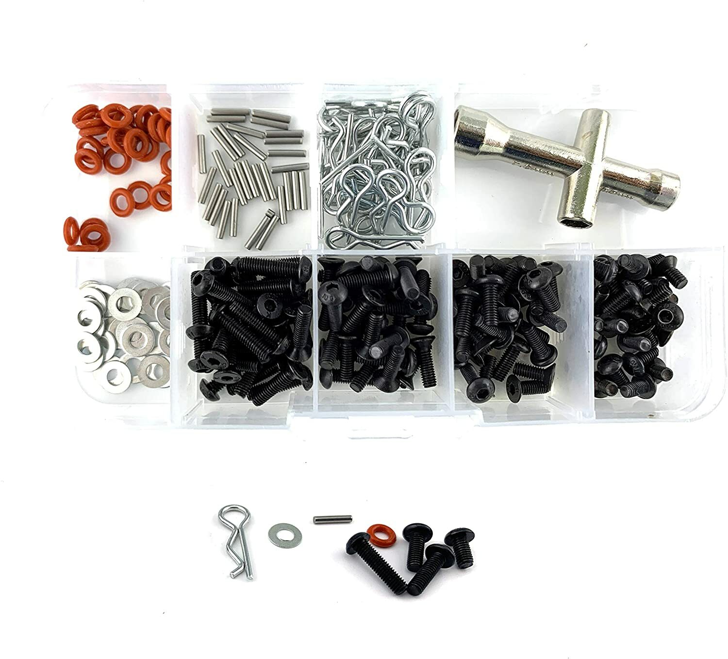NEW NHX RC 270Pcs Repair Tool and Screw Box Set Body Clips / Washers / Pins for