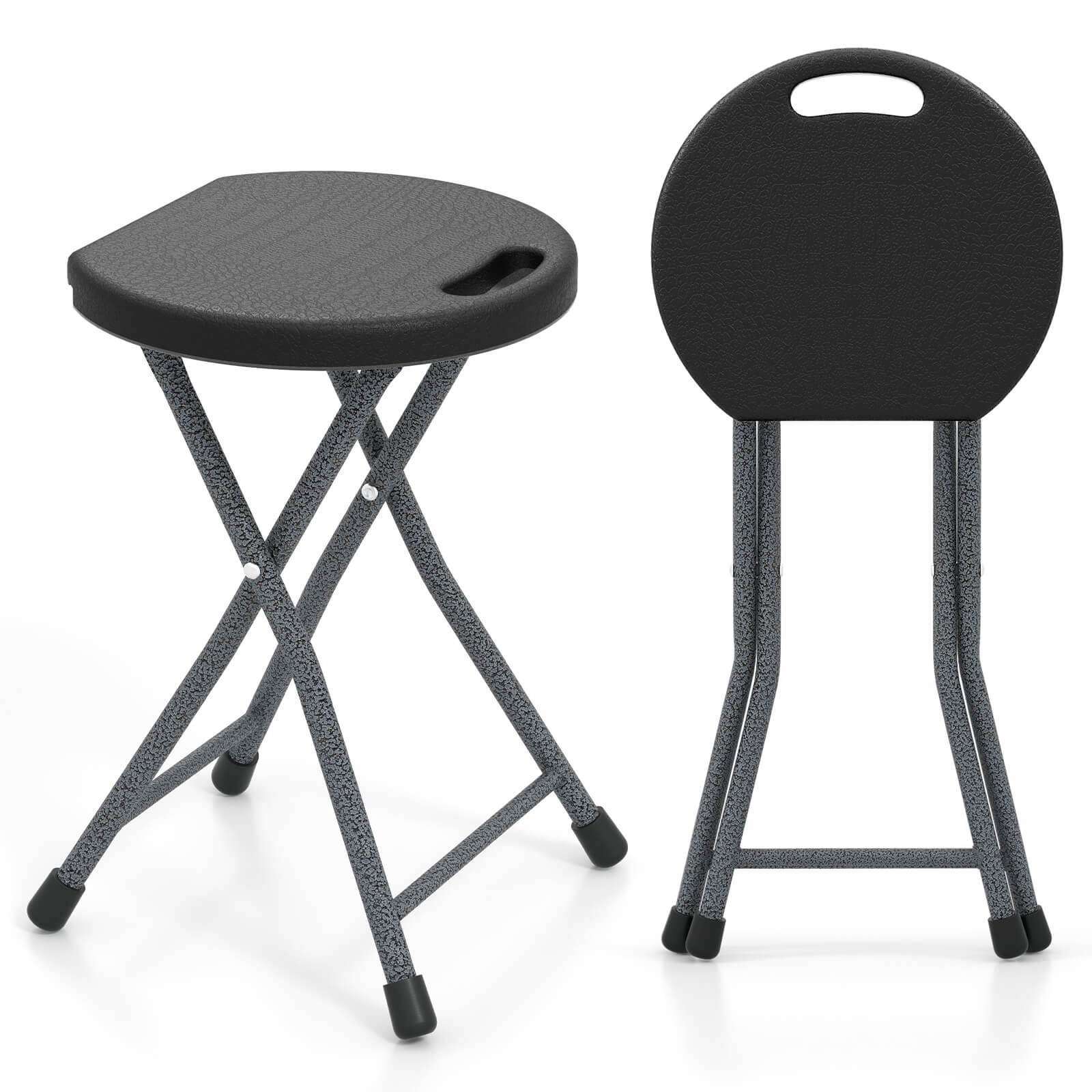 18"H Folding Stool Portable & Foldable Camping Chair w/ Built-in Handle