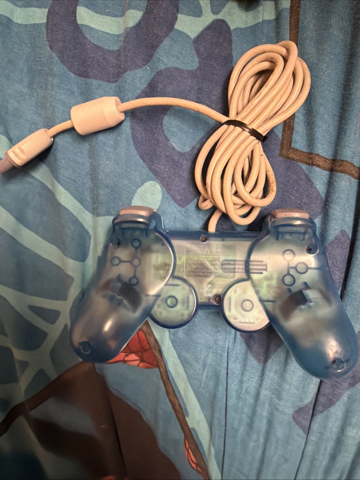 Sony PlayStation 1 Controller Transparent Blue Excellent Condition Tested