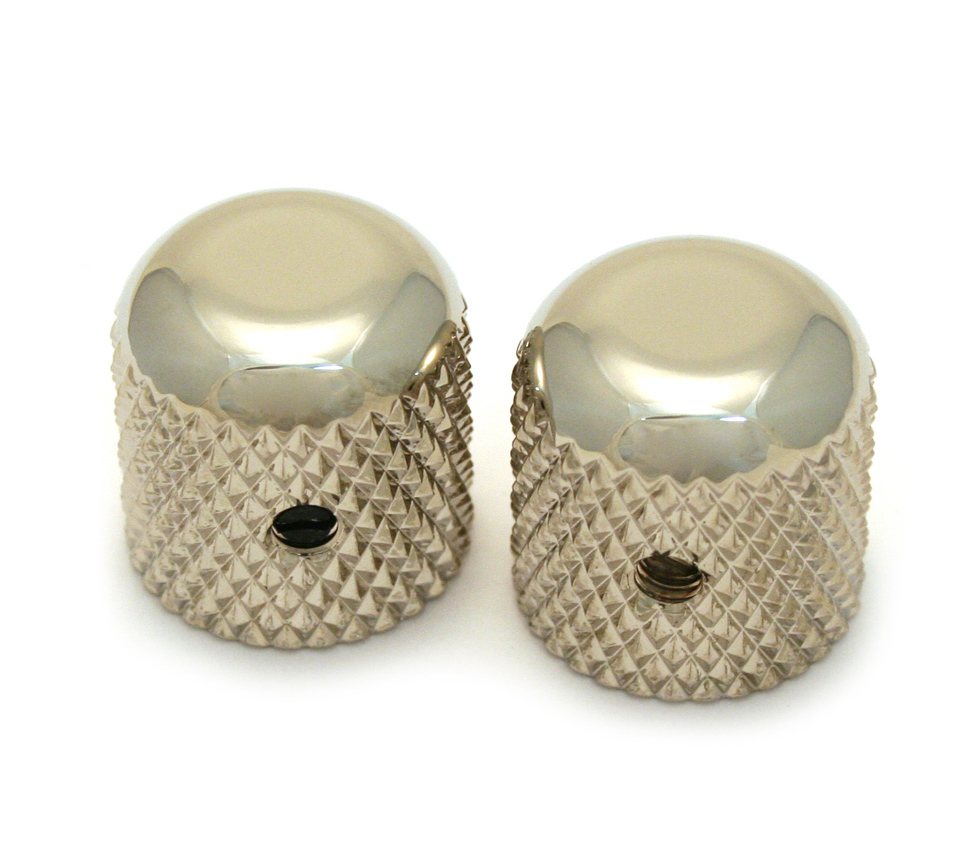 (2) Nickel Vintage Dome Knobs for Tele® & P Bass® 1/4" Solid Shaft MK-0110-001