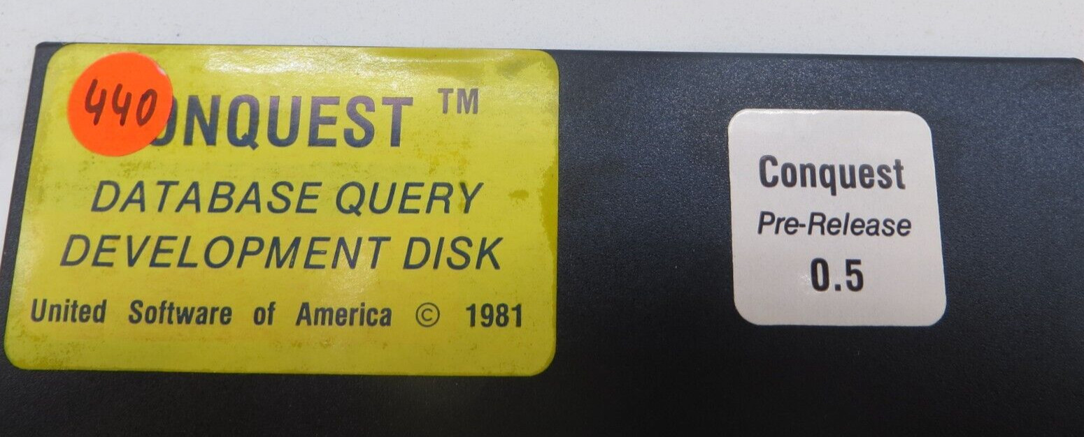 CONQUEST Pre-Release 0.5 DATABASE QUERY DEVELOPMENT 5.25" Floppy Disk