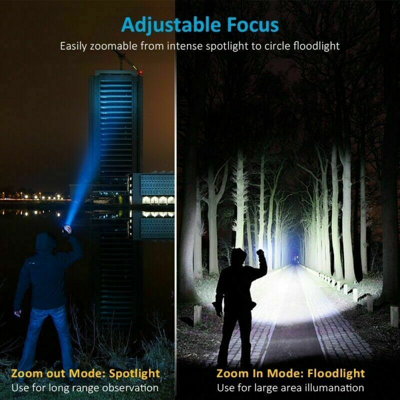 Super Bright LED Tactical Flashlight Zoomable With Rechargeable Battery