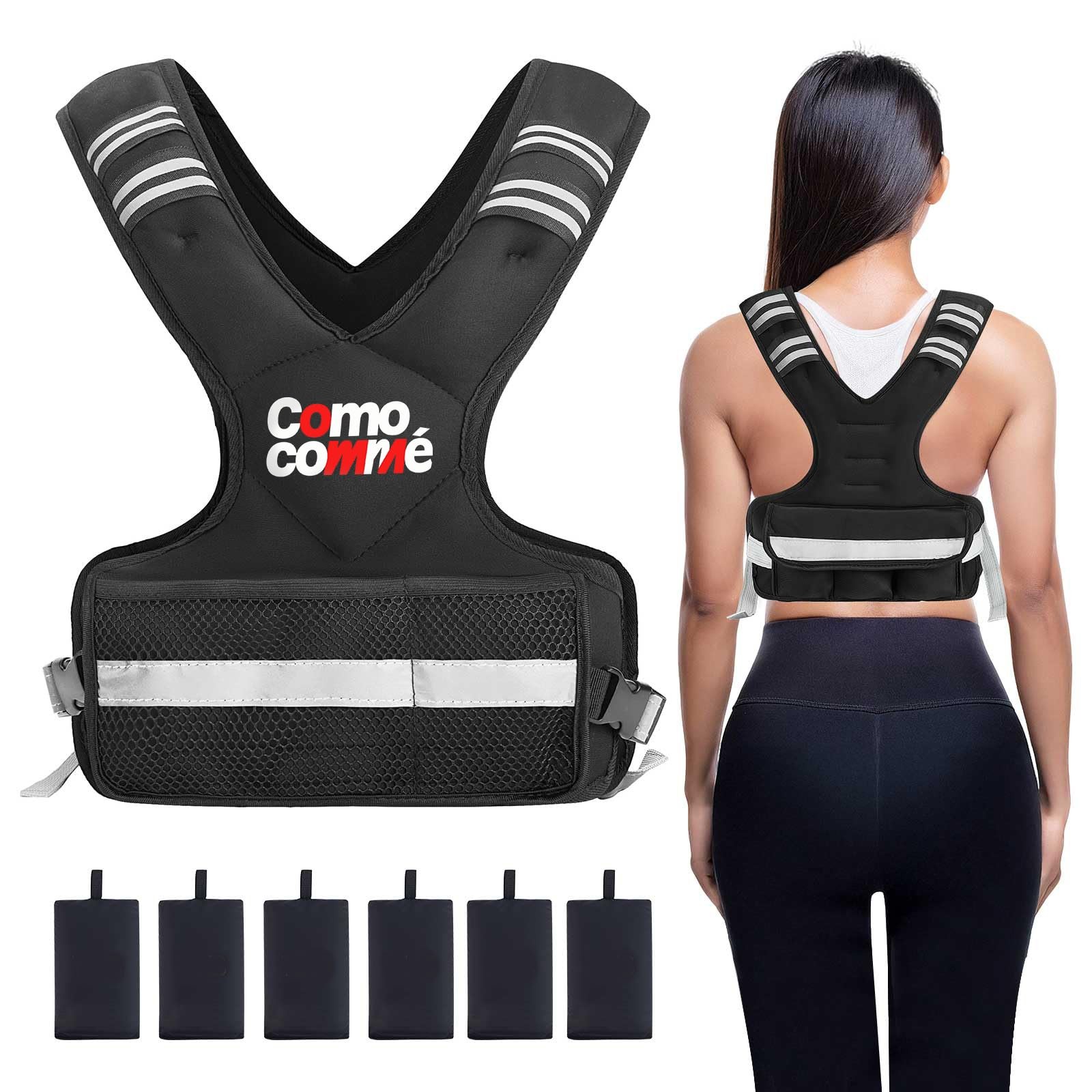 Adjustable Weighted Vest for Men Women, 4-10lb/12-18lb/20-32lb 4-10 lb, Black