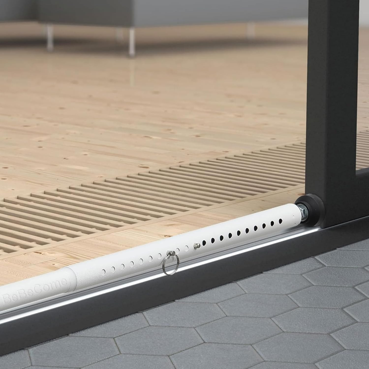 Sliding Door Safety Bar, 17-50 Inch Adjustable Safety Bar for Patio Door Rubber