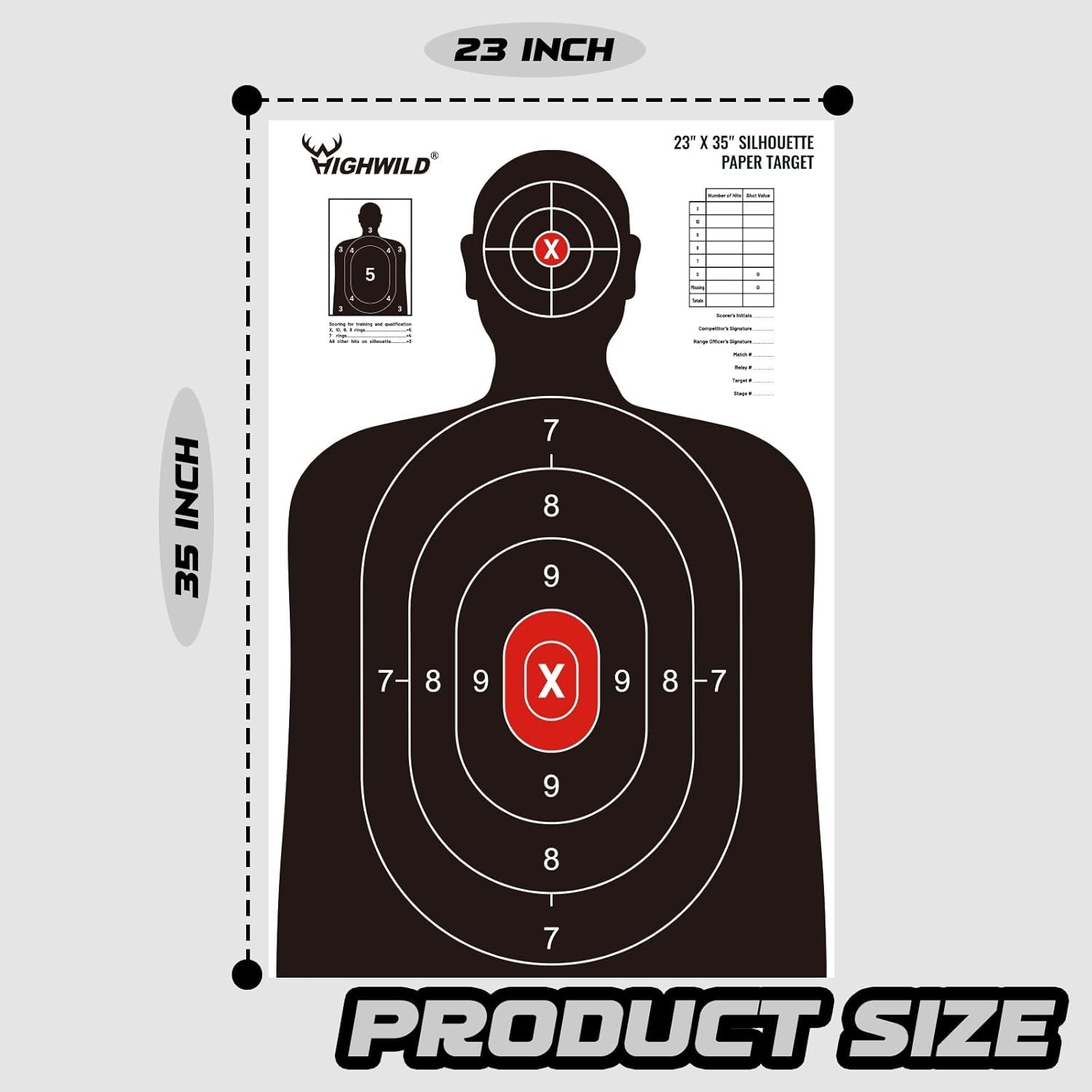 Versatile 23X35" Shooting Range Silhouette Paper Targets - 20 Pack for Accuracy