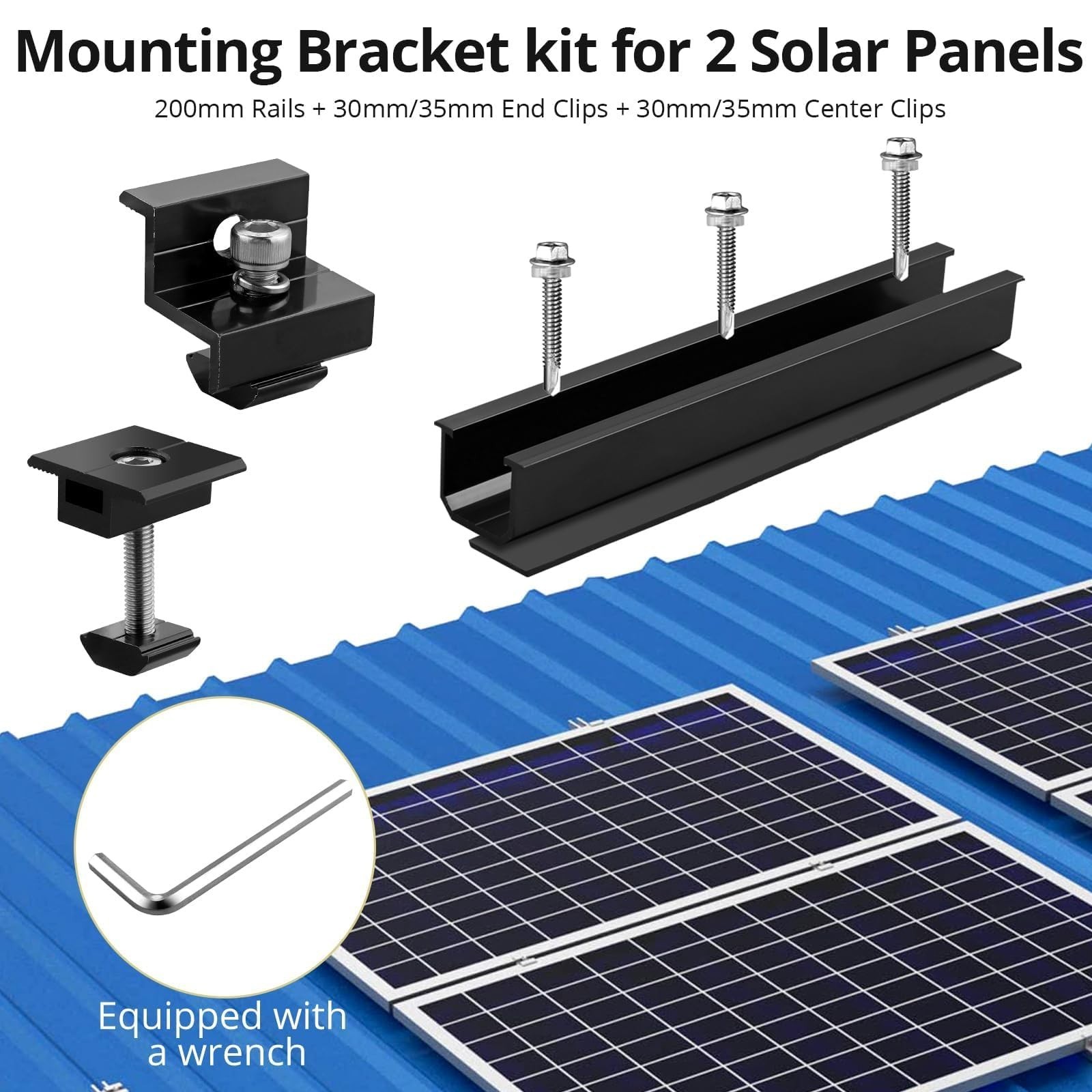 Anbte 6Pcs Solar Panel Mounting Brackets, Aluminium 7.87" Solar Panel Mountin...