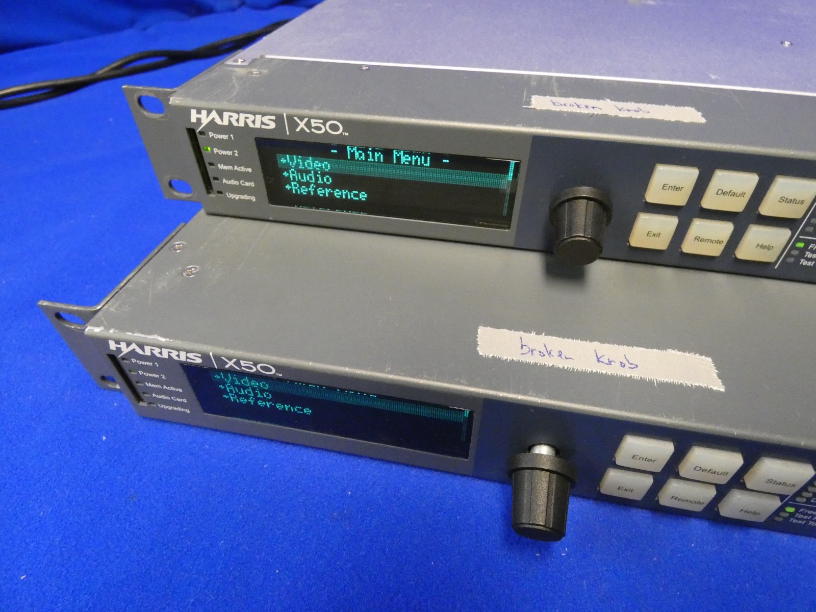 Harris X50-AV-2PS Frame Synchronizer QTY 2 for PARTS/Broken Knobs (one w/Fiber)