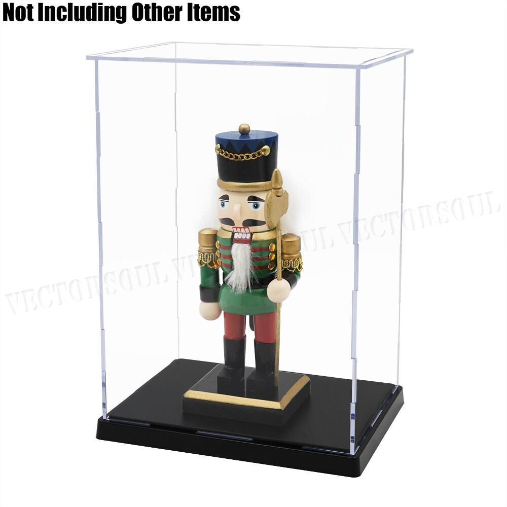 US Perspex Clear Acrylic Display Case 10.3in H Box Plastic Base Dustproof Figure