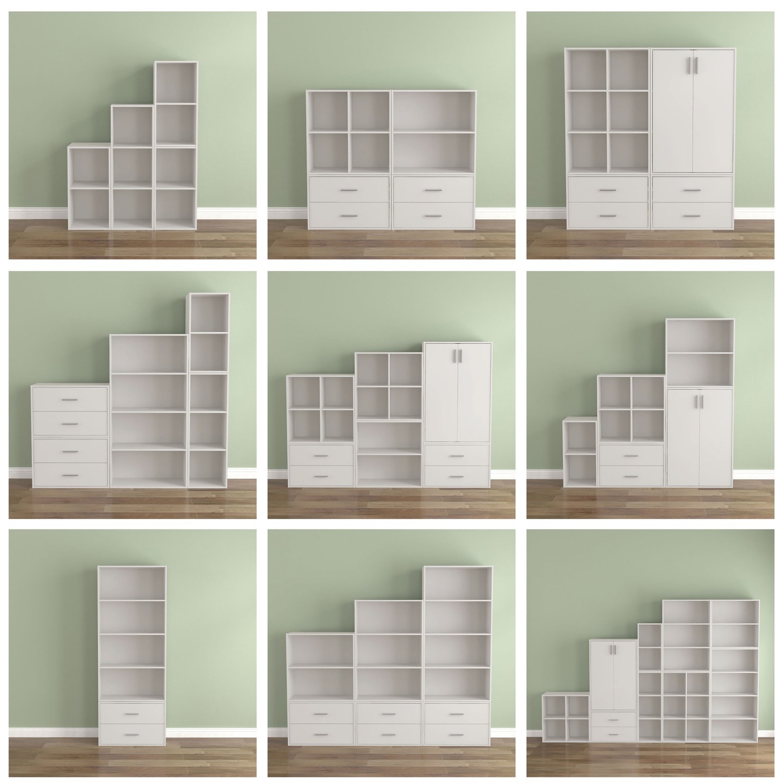 Brooks Stackable 3-Tier Wood White Bookcase