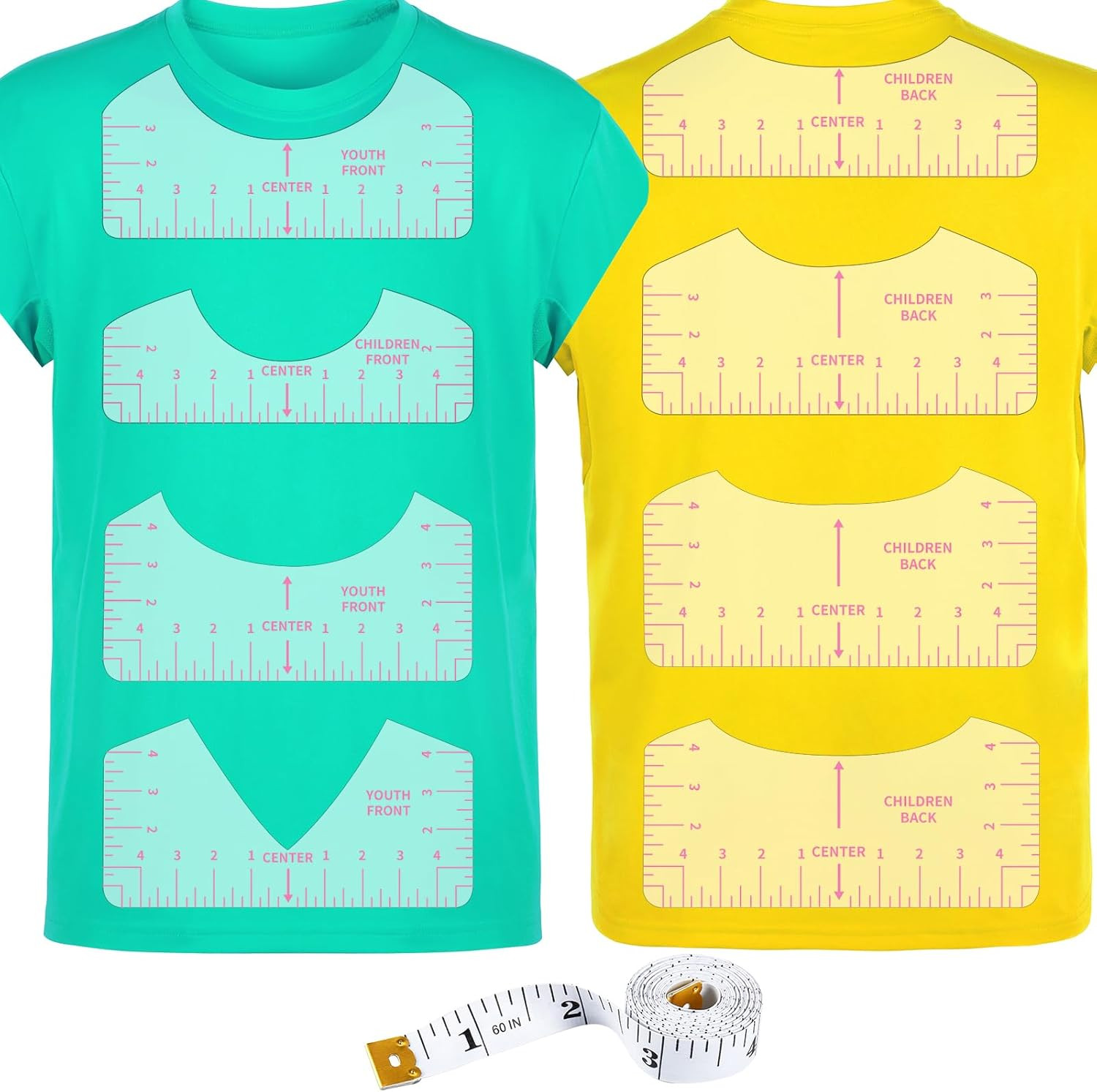 9Pcs Tshirt Ruler Guide for Vinyl Alignment, T Shirt Rulers to Center Designs, P