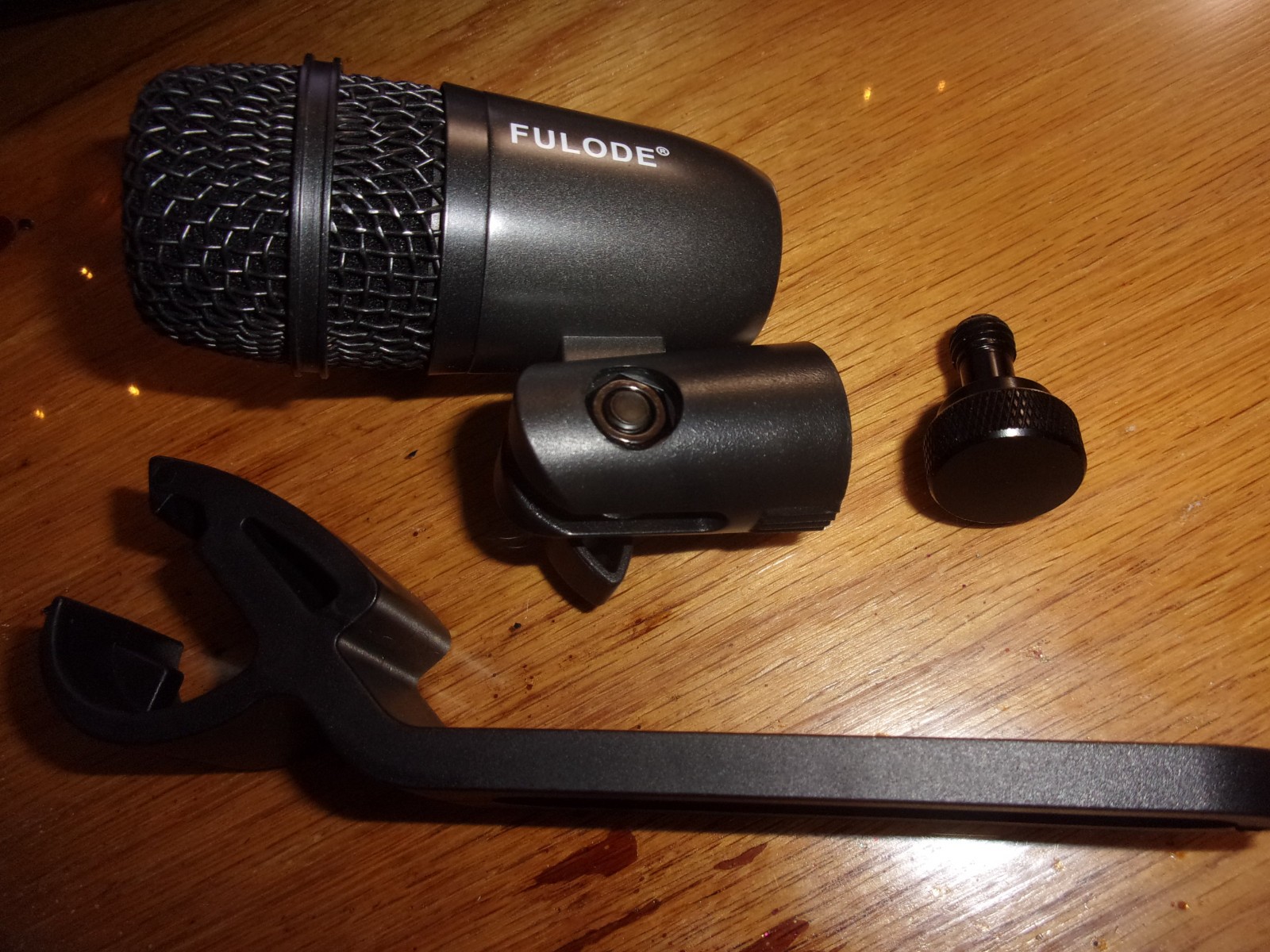 NEW Fulode Snare Drum Rack / Floor Tom Black Dynamic Microphone & Rim mount Clip