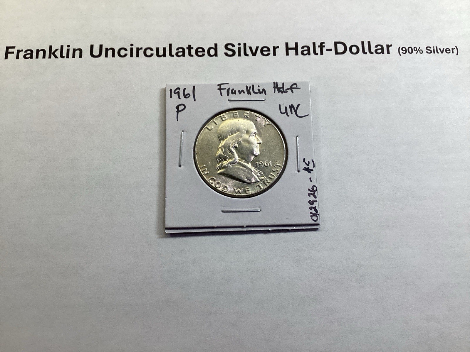 1961 Franklin Uncirculated 90% Silver Half-Dollar 012926 45r
