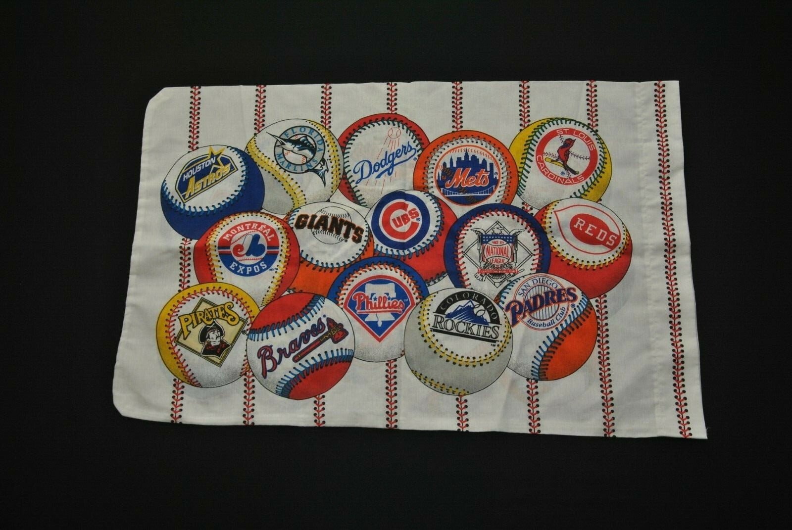 VTG MLB Baseball Team Logo Standard Pillowcase Double Sided Bibb Co USA 1993 90s