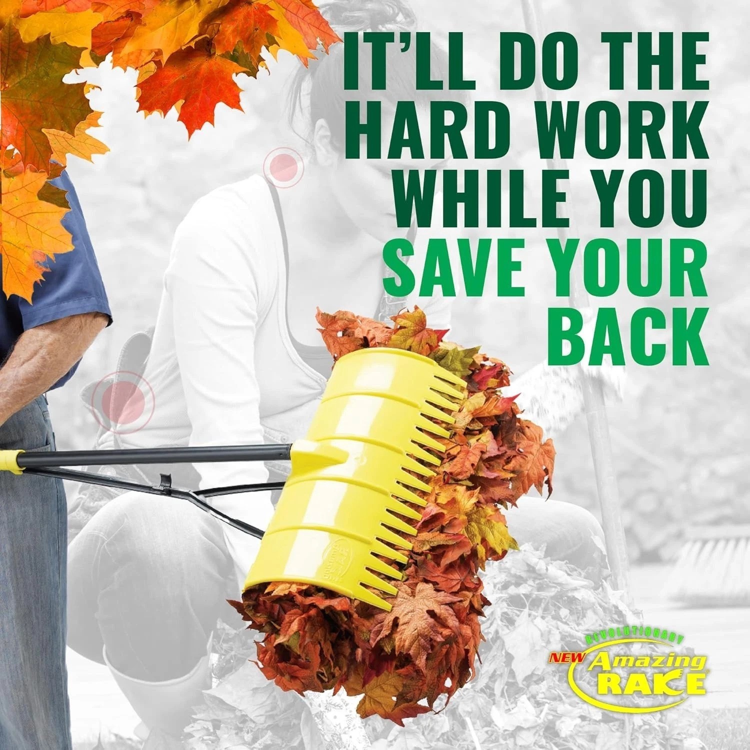 Lightweight Leaf Rake Green 3-in-1 Scoop & Grab - Unbreakable PP