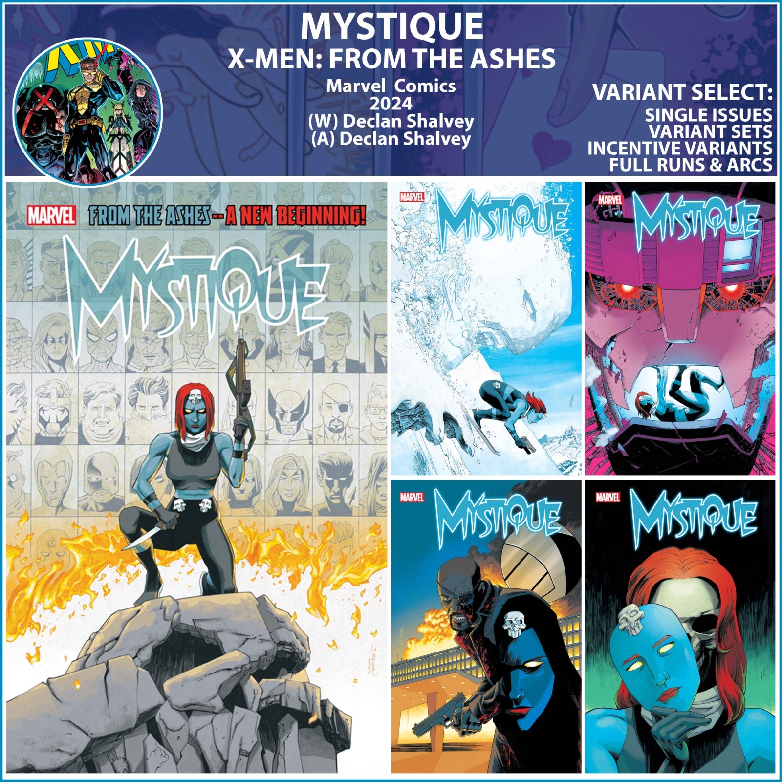 Mystique (2024) #1 2 3 4 5 Marvel Comics X-Men From the Ashes COVER SELECT