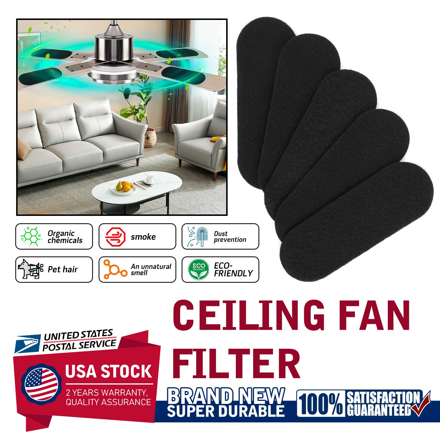 Universal Ceiling Fan Air Purifiers for Common Household Contaminants 5*10"x3.5"