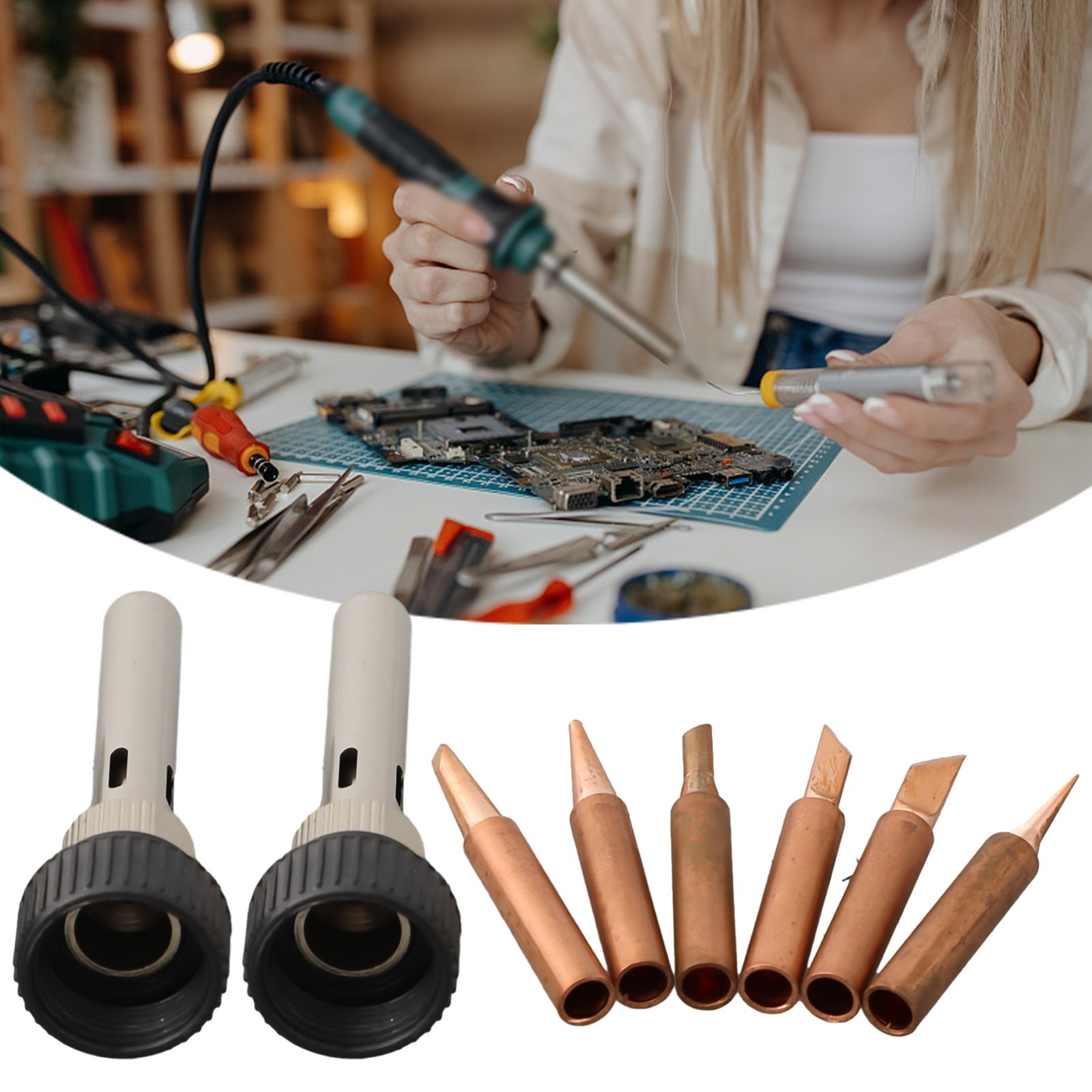Soldering Tips Kit Suitable For 936 937 938 969 With Handle Adapter Set