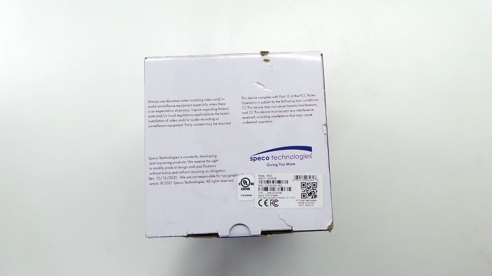 05D2 Speco Technologies 5MP IP Dome Camera - Advanced Analytics, NDAA - Open Box