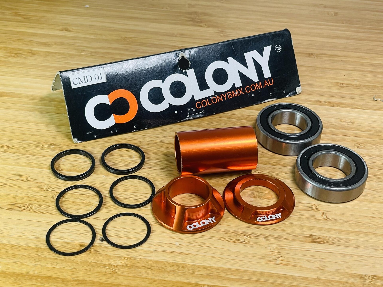 NOS Colony BMX 22mm Mid Bottom Bracket BB Sealed Bearings - Orange Anodized