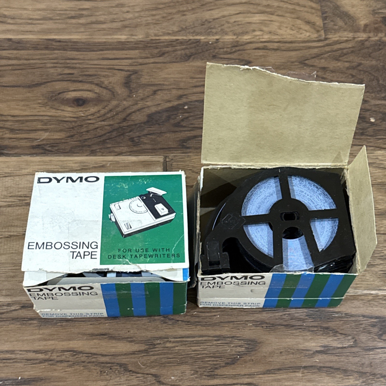 Vtg Dymo Embossing Tape 8 Magazines 1/4” x 36’ Blue 1967 For Desk Tapewriters