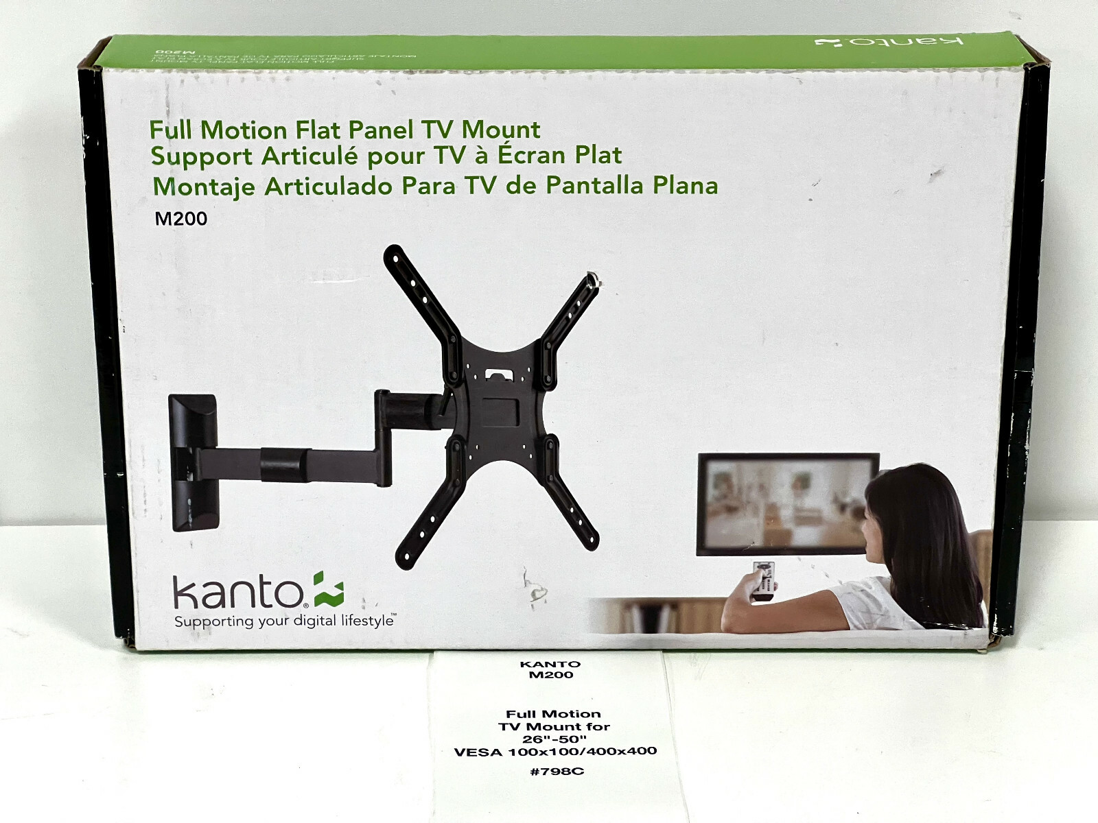 KANTO M200 Full Motion TV Mount for 26"-50"  VESA 100x100 - 400x400 - NEW  #798C