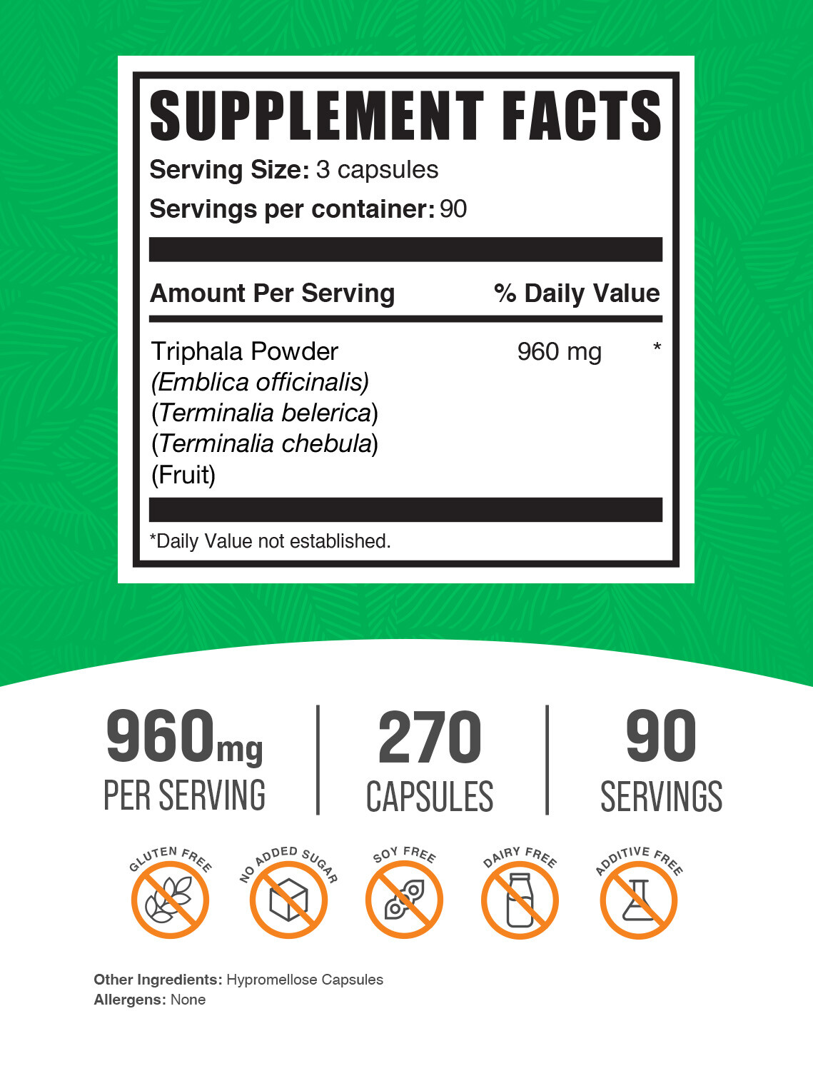 BulkSupplements Triphala Capsules - 960mg Per Serving