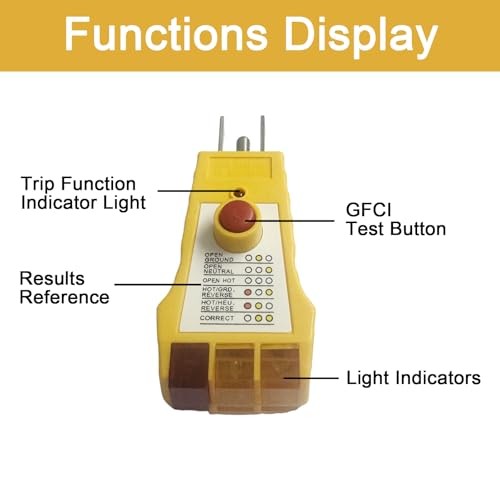 Outlet Tester with GFCI Check - Grounding & Receptacle Circuit Tester, 1