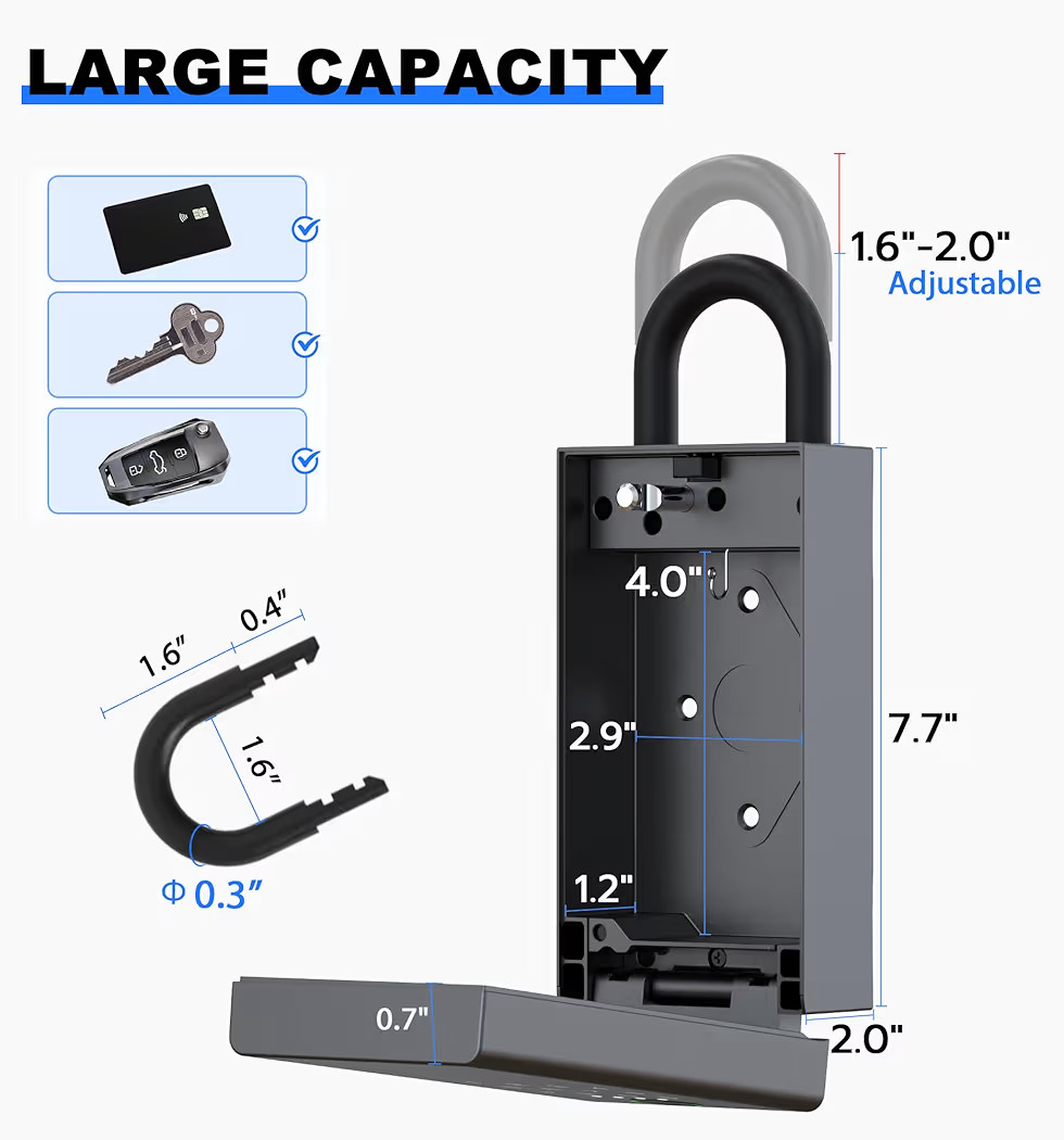 eSmartLock Smart Key Lock Box | Fingerprint + PIN + Bluetooth App | Wall Mount.