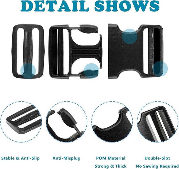 6 Set for Nylon Webbing Strap 1" Quick Side Release Plastic Buckles Clip Buckles