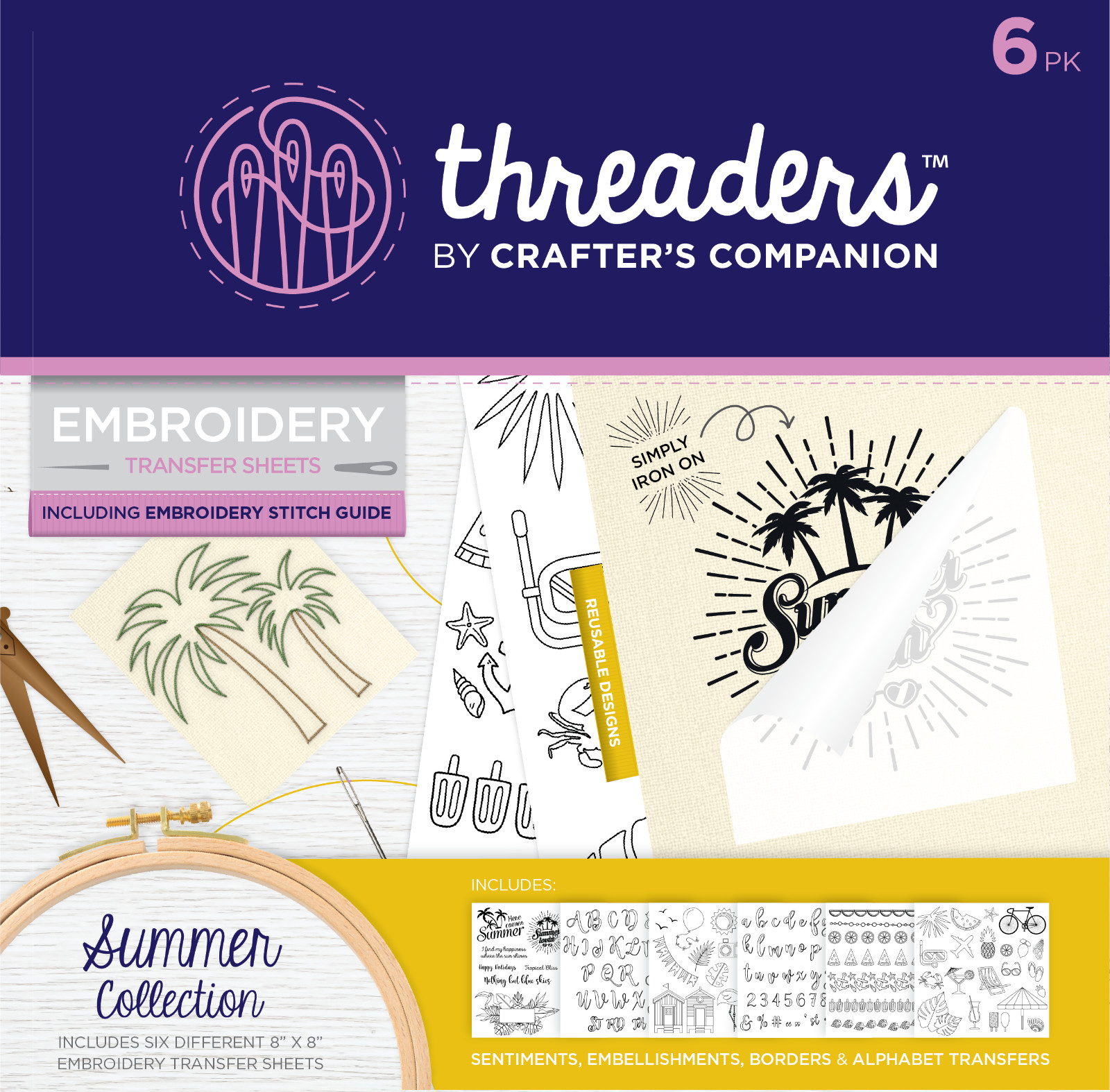 Threaders - Embroidery Transfer Sheets - Summer - by Crafter's Companion