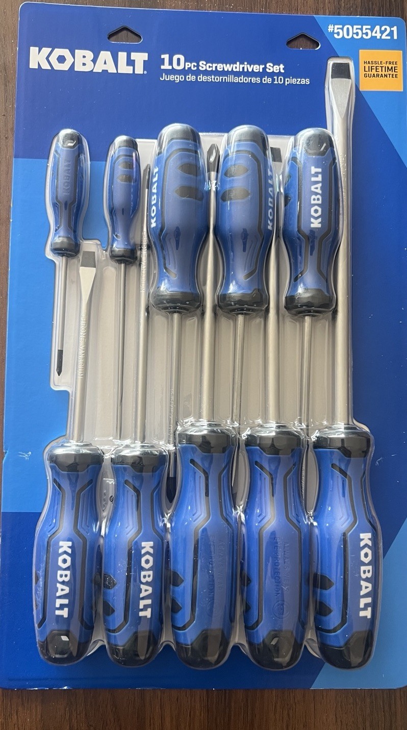 Kobalt 10-Piece Magnetic Screwdriver Set Pro Grip Hand Tool Kit NIP