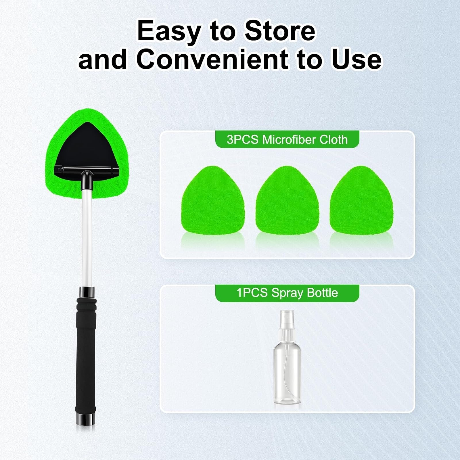 JUSTTOP Windshield Cleaner Tool with Extendable Handle & Microfiber Pads
